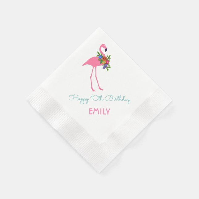 Flamingo Birthday Party at Christmas Paper Napkins (Corner)