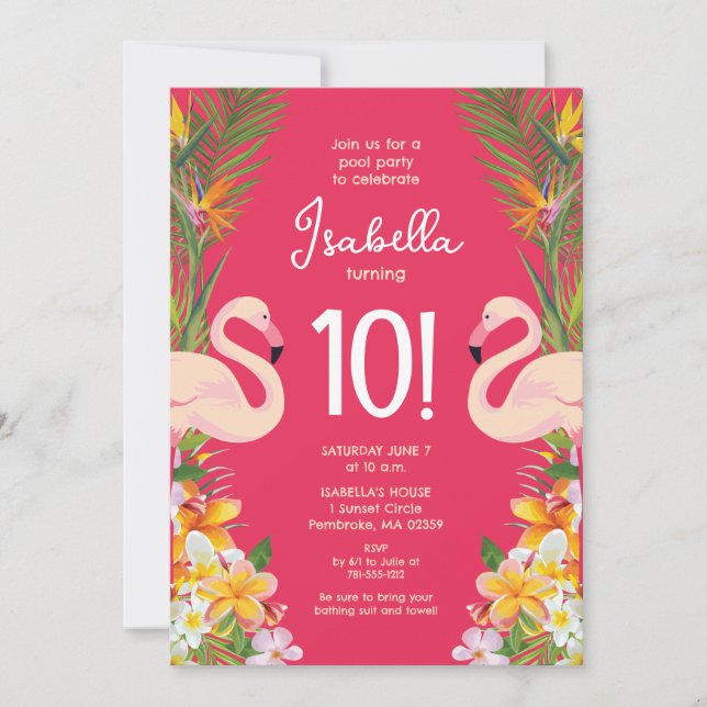 Flamingo Birthday Party Invitation (Front)