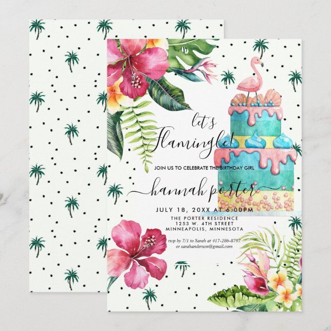 Flamingo Birthday Party Invitation (Front/Back)