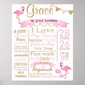 Flamingo Birthday Party Sign Poster by 10x10us at Zazzle