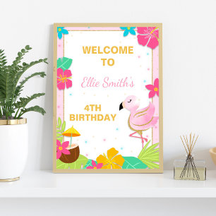 Flamingo Birthday Party Welcome Sign Tropical