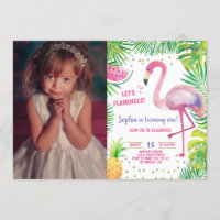 Flamingo Birthday Pool Party Tropical Girl Photo