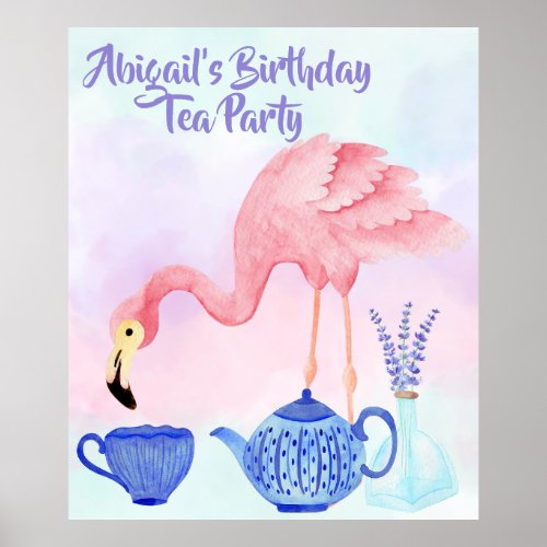 Flamingo Birthday Tea Party Poster