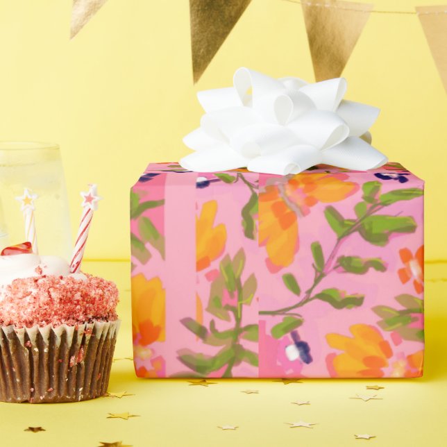 Flamingo Bloom Wrapping Paper - Glossy (Birthday Party)