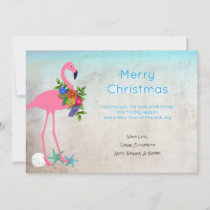 Flamingo Blue Christmas Flat Greeting Cards