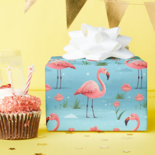 Flamingo Blue Water Pattern Wrapping Paper