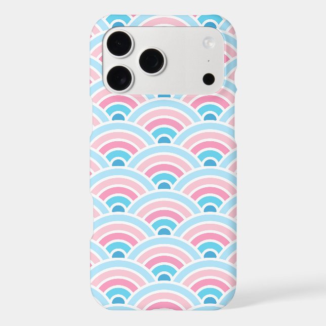 Flamingo Blush Pink Blue Concentric Waves Pattern Case-Mate iPhone Case (Back)