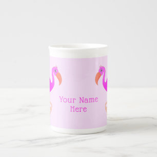 Flamingo Bone China Mug with Custom Text