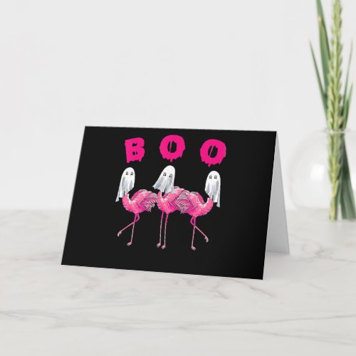 Flamingo  Boo Flamingo Halloween Flamingo Ghost Thank You Card