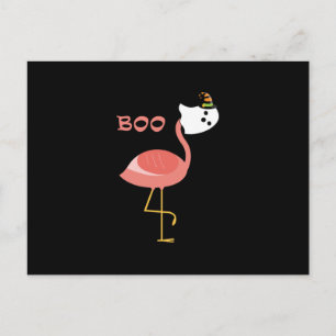 Flamingo Boo Ghost Funny Flamingo Cute Animal Holiday Postcard