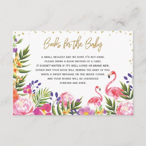 Flamingo Books for Baby Tropical Floral Summer Enclosure Card