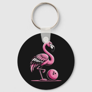 Flamingo Bowling Player Bowler Keychain