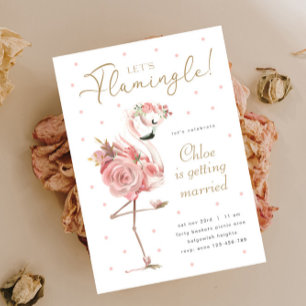 Flamingo Bridal Shower, Floral Pink Flamingo Invitation