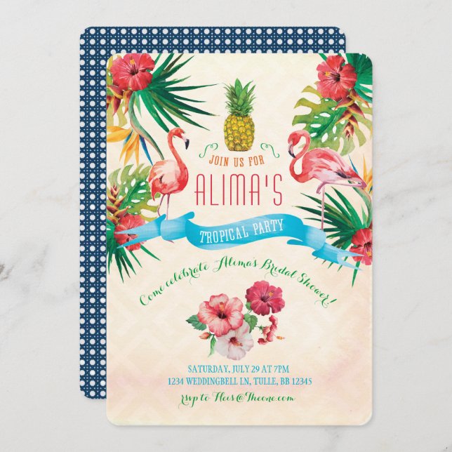 Flamingo Bridal Shower Invitation (Front/Back)