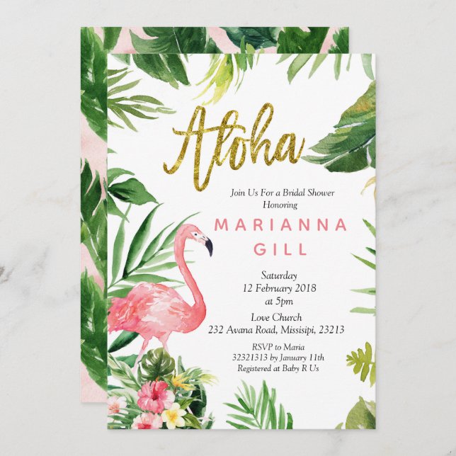 Flamingo bridal shower Invitation (Front/Back)