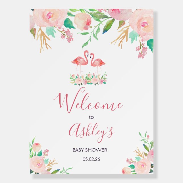 Flamingo Bridal shower Invitation, Flamingo Shower Foam Board (Front)