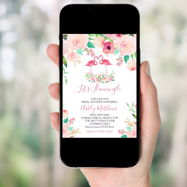 Flamingo Bridal shower Invitation, Flamingo Shower Invitation (Front Digital)
