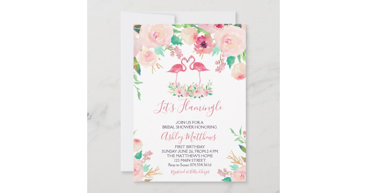 Flamingo Bridal Shower Invitation Flamingo Shower Invitation Zazzle 3556