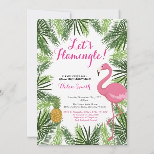 Flamingo Bridal Shower Invitation Lets Flamingle