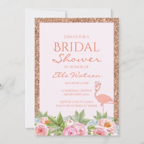 Flamingo Bridal Shower Invitation Wedding Invitation