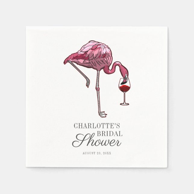 Flamingo Bridal Shower Paper Napkins (Front)