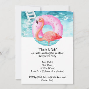 Flamingo Bridal Shower Pool Party Invitation