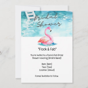Flamingo Bridal Shower Pool Party Invitation