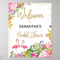 Flamingo Bridal Shower Tropical Luau Welcome Sign