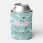 Flamingo Bride And Groom Personalized Can Cooler at Zazzle
