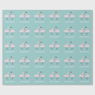 Flamingo Bride and Groom Personalized Gift Wrap