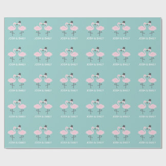 Flamingo Bride and Groom Personalized Gift Wrap