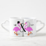 Flamingo Bride Groom Personalized Wedding Gift Coffee Mug Set<br><div class="desc">Just the thing for the newly weds a cute pair of love mugs which can easily be customised with the couples names and the date of their marriage. A special wedding gift and keepsake of their wedding day and so cute with two cute pink flamingo birds dressed as the bride...</div>