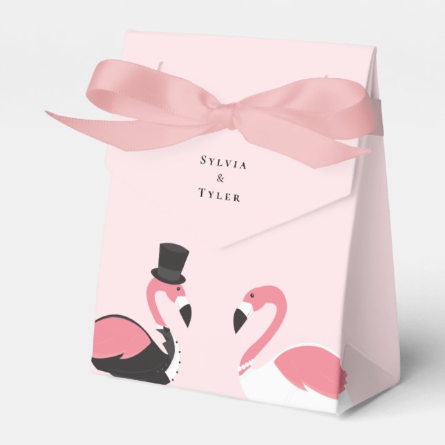 Flamingo Bride Groom Wedding  Favor Boxes (Front Side)