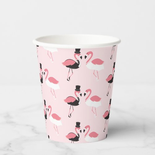 Flamingo Bride Groom Wedding  Paper Cups