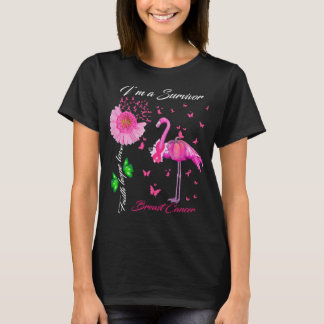 flamingo butterfly i'm a survivor breast cancer T-Shirt