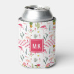 Flamingo Cactus Pineapple Hibiscus Pattern Can Cooler