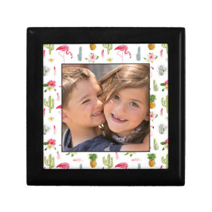 Flamingo Cactus Pineapple Hibiscus Pattern Gift Box