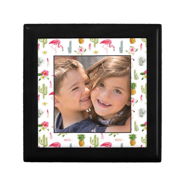 Flamingo Cactus Pineapple Hibiscus Pattern Gift Box (Front)
