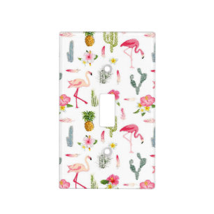 Flamingo Cactus Pineapple Hibiscus Pattern Light Switch Cover