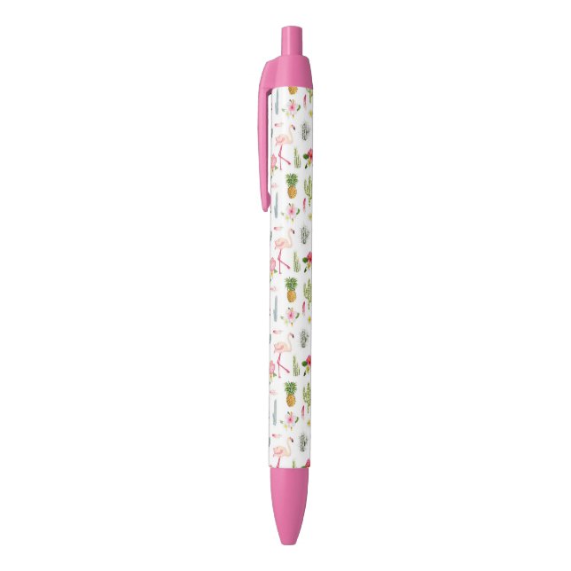 Flamingo Cactus Pineapple Hibiscus Pattern Pen (Top (Vertical))