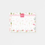 Flamingo Cactus Pineapple Hibiscus Pattern Post-it Notes