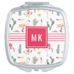 Flamingo Cactus Pineapple Hibiscus Pattern Vanity Mirror