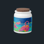 Flamingo candy jar<br><div class="desc">A colorful illustration of flamingos decorates this porcelain candy jar</div>