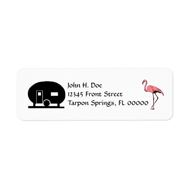 Flamingo Canned Ham travel Trailer Address Labels (Front)