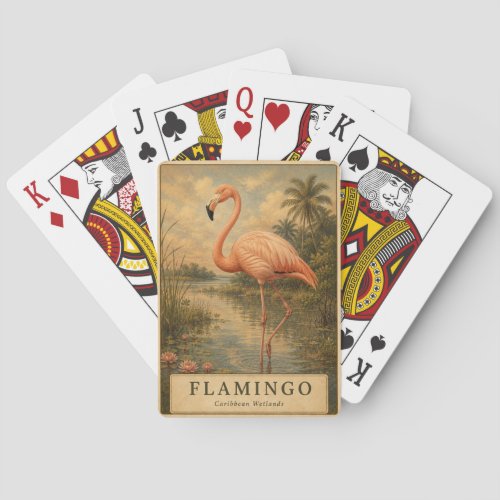 Flamingo Caribbean Wetlands VINTAGE Poker Cards
