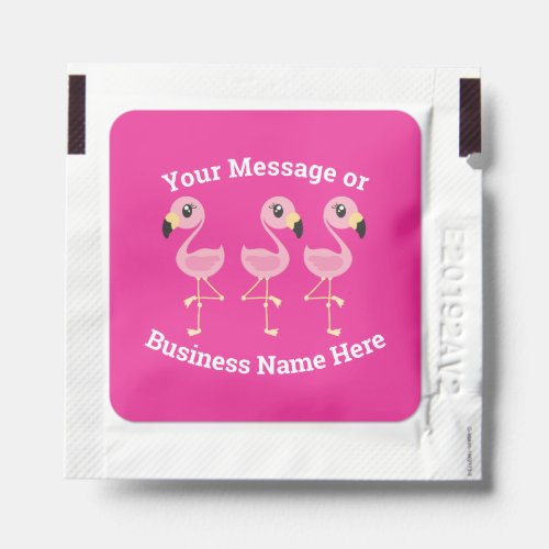 Flamingo Cartoon Kids Business Name Logo Message Hand Sanitizer Packet
