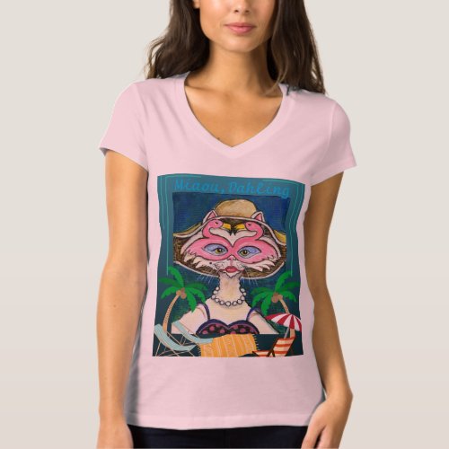 Flamingo Cat Fun Miaou Dahling T_shirt