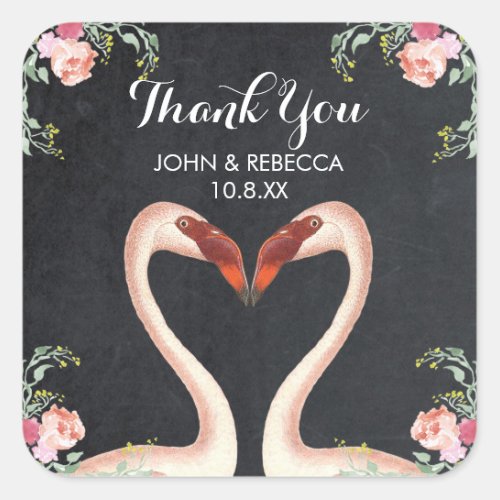 Flamingo chalkboard thankyou favor sticker wedding