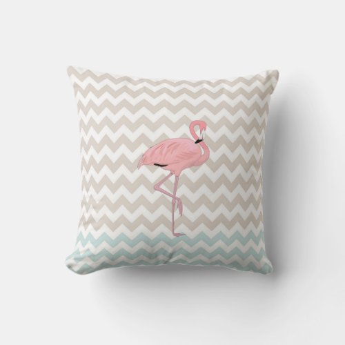 Flamingo Chevron Accent Pillow