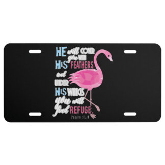 Flamingo Christian Gift, Psalm 91 Bible Verse License Plate